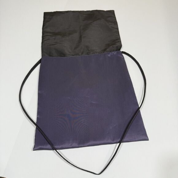 Women Satin Crossbody Shoulder Bag Dark Blue Fold Over Flap 11x12 in - Picture 9 of 16